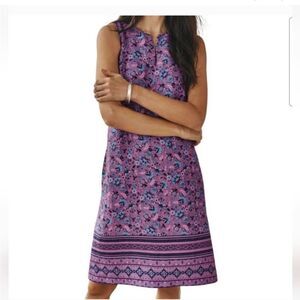 J. Jill Love Linen Purple Floral Shift Dress XS